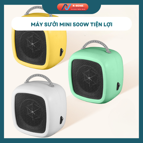 Quạt Sưởi Mini 500W, Máy Sưởi Điện Nhỏ Gọn, Tiết Kiệm Điện, Dùng Cho Văn Phòng/Phòng Ngủ Tiện Lợi