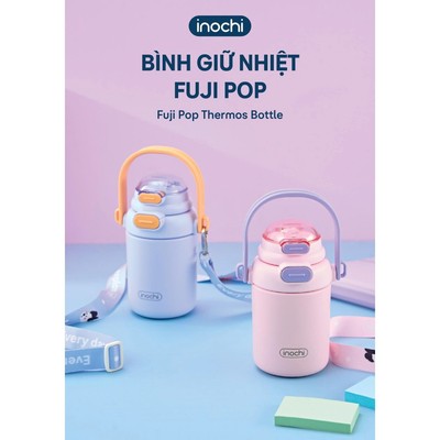[KHẮC TÊN] Bình Giữ Nhiệt Inochi FUJI POP, Thép Không Gỉ 316 . 2 Cách Uống Linh Hoạt, kèm ống hút