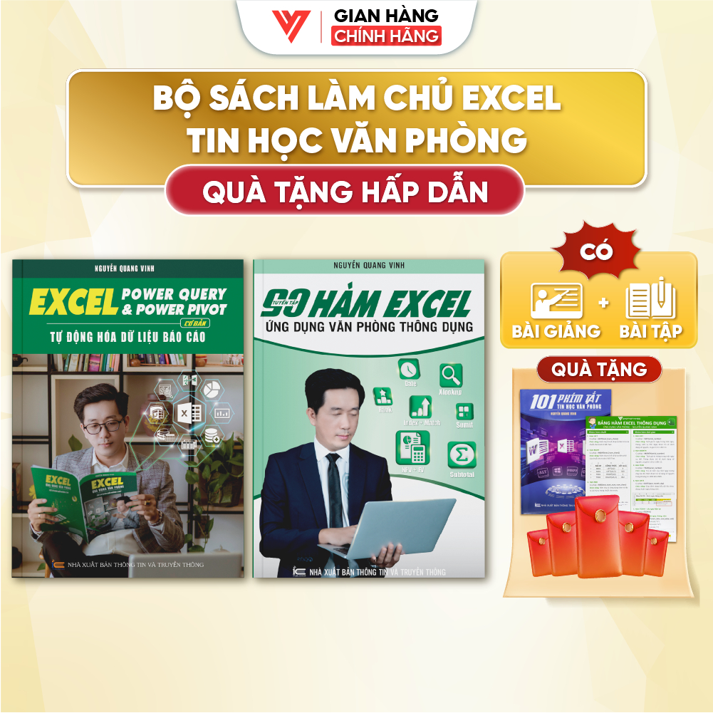 Combo 2 Sách 90 Hàm Excel Ứng Dụng Văn Phòng Và Power Query & Power Pivot Tự Động Hóa Báo Cáo