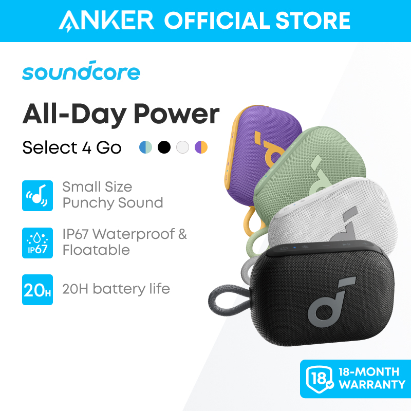 soundcore by Anker Select 4 Go Loa Bluetooth mini IP67 chống nước 20 giờ chơi nhạc dễ mang theo âm trầm mạnh A31X1 | BigBuy360 - bigbuy360.vn