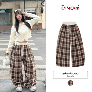  Quần Dài Caro Dày Dặn Thêu Logo Bycamcam Quần Dài Ống Rộng Unisex Nam Nữ QTD350 