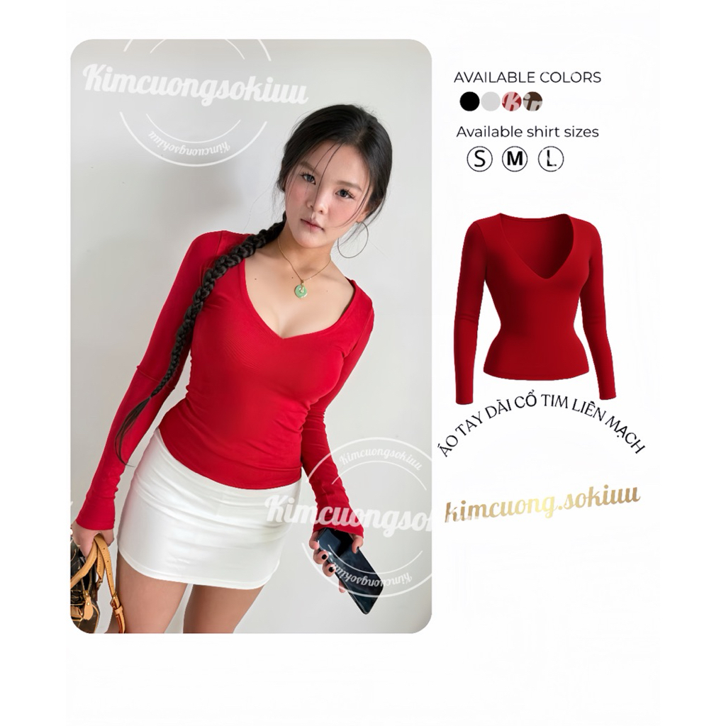 Dài tay tim 2 lớp không viền kimcuongsokiuu