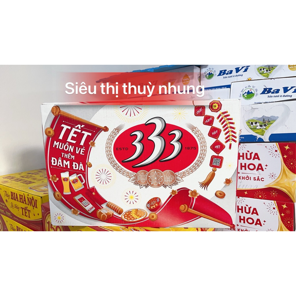 SIÊU HÓT Thùng 24 lon bia 333 tết 2025 thẻ cào hấp dẫn 330ML