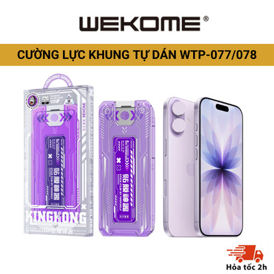 Kính Cường Lực KINGKONG  , WTP-077/078 độ cứng 9H iPhone 14/15/16 Pro/Pro Max – Tích hợp Màng Bảo Vệ Loa, Tự dán