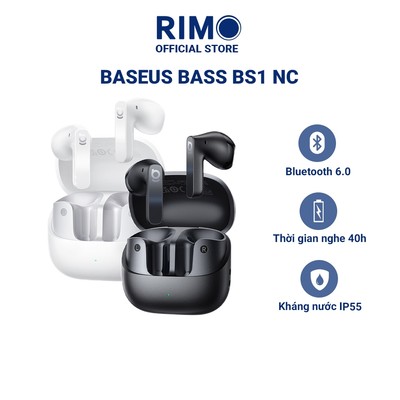 Tai nghe True Wireless Baseus Bass BS1 NC chống ồn chủ động ANC, Bluetooth 6.0, âm thanh Hi-Res
