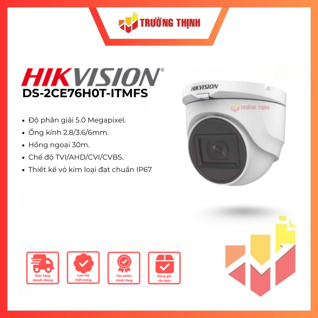 Camera HDTVI 5MP Hikvision DS-2CE76H0T-ITMFS