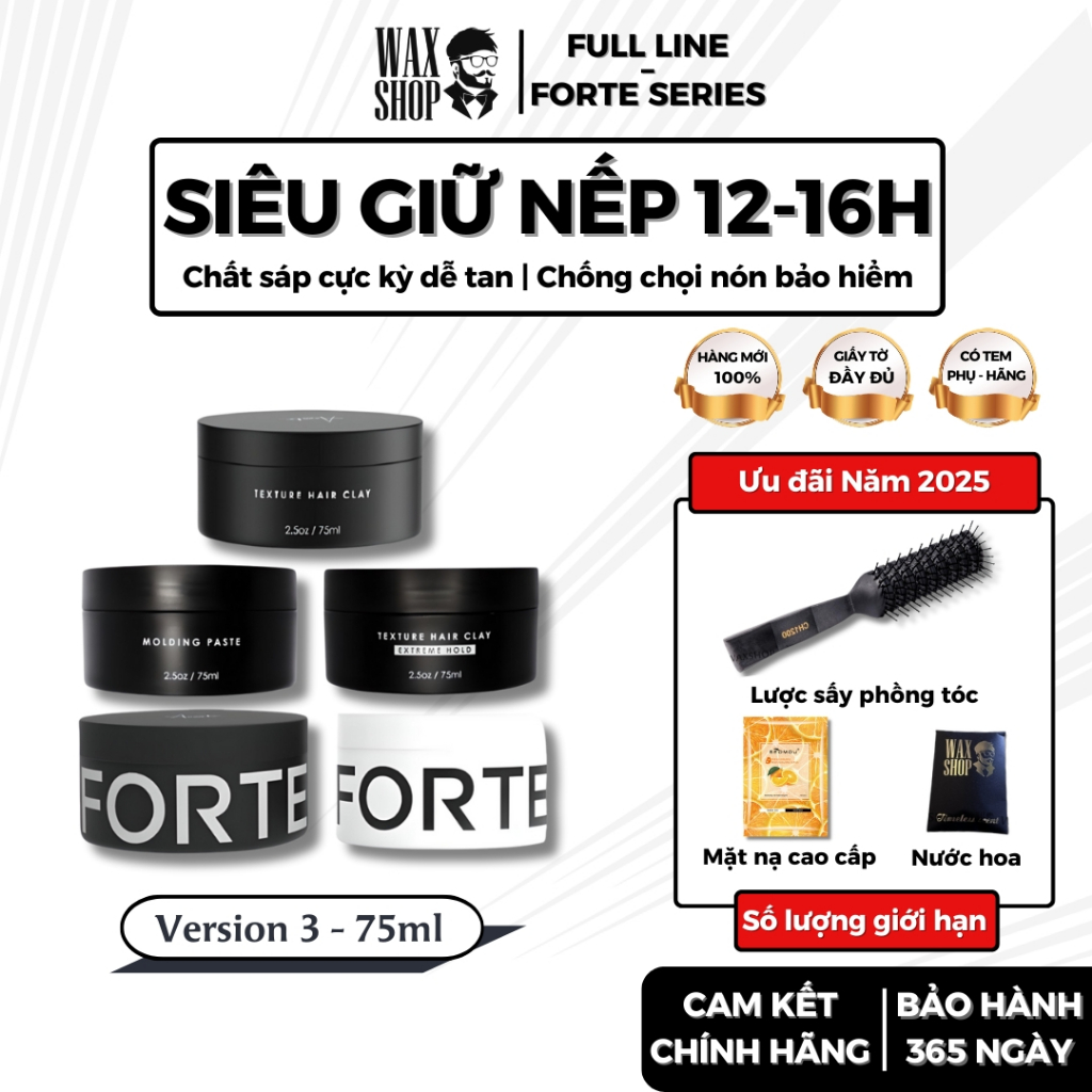 Sáp vuốt tóc nam Forte Series - Control Clay, Molding Paste, Styling Cream, Texture Clay, Pomade TK