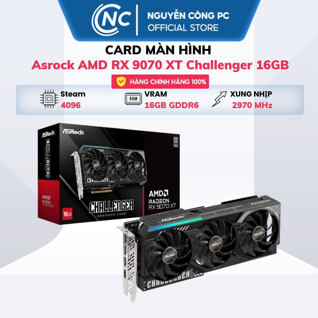 Card Màn Hình Asrock AMD Radeon RX 9070 XT Challenger 16GB - BH 36 tháng