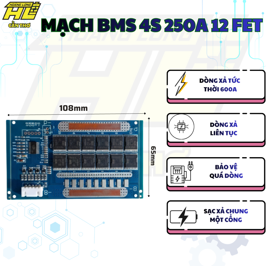 Mạch BMS 4S 300A Công Suất Lớn - Lắp 12FET 9 Chân (Chịu Tải Cao)