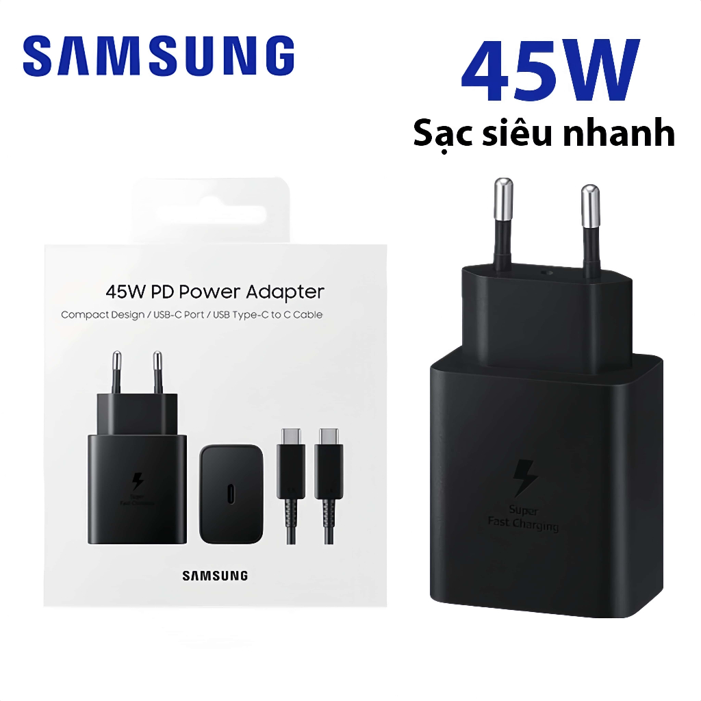 Sạc samsung 45W sạc siêu nhanh Củ sạc samsung 45w cáp sạc samsung Type C THE RED PHONE