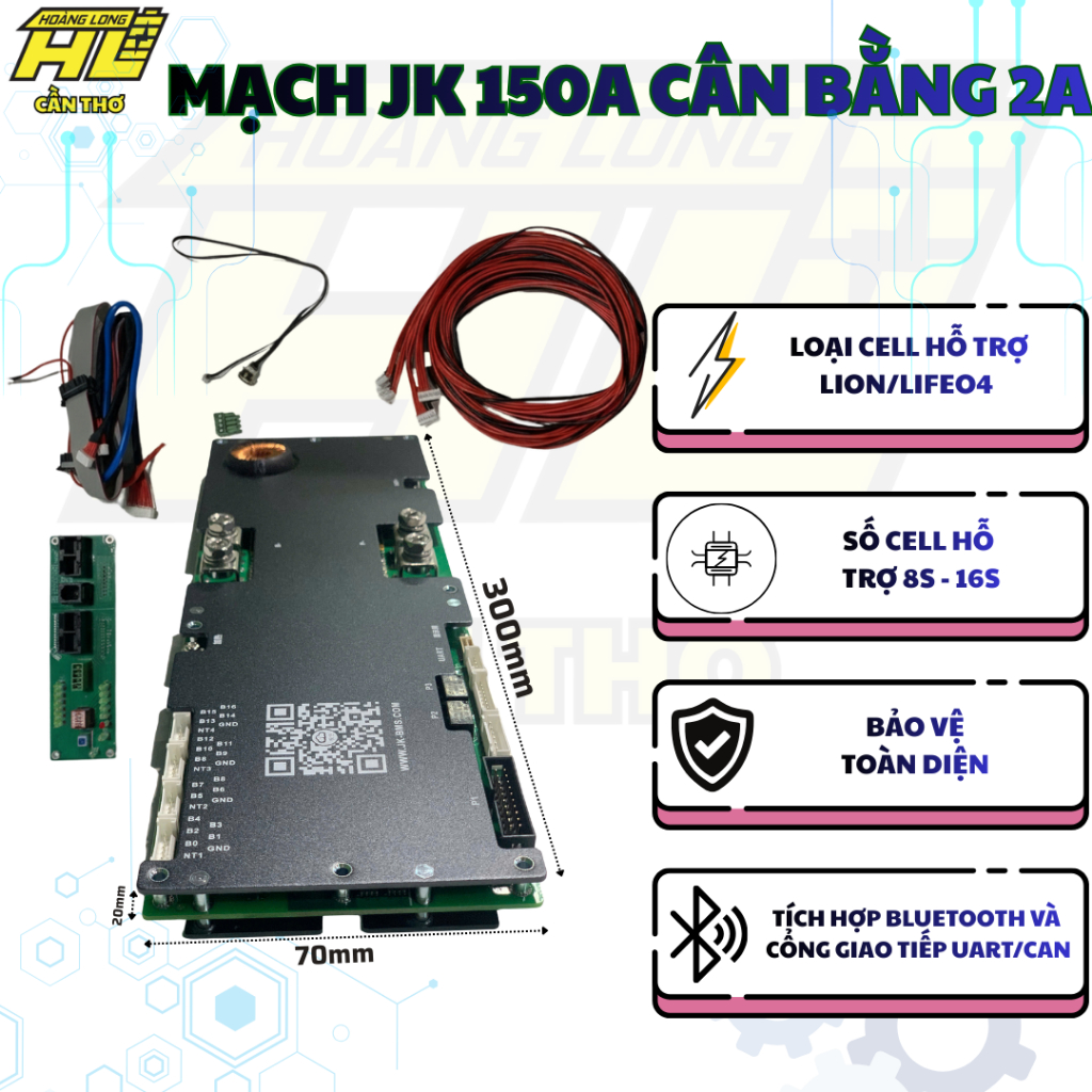 Mạch BMS JK 8S-16S 150A Cân Bằng Chủ Động 2A - Chuyên Dụng Năng Lượng Mặt Trời & Xe Nâng Điện