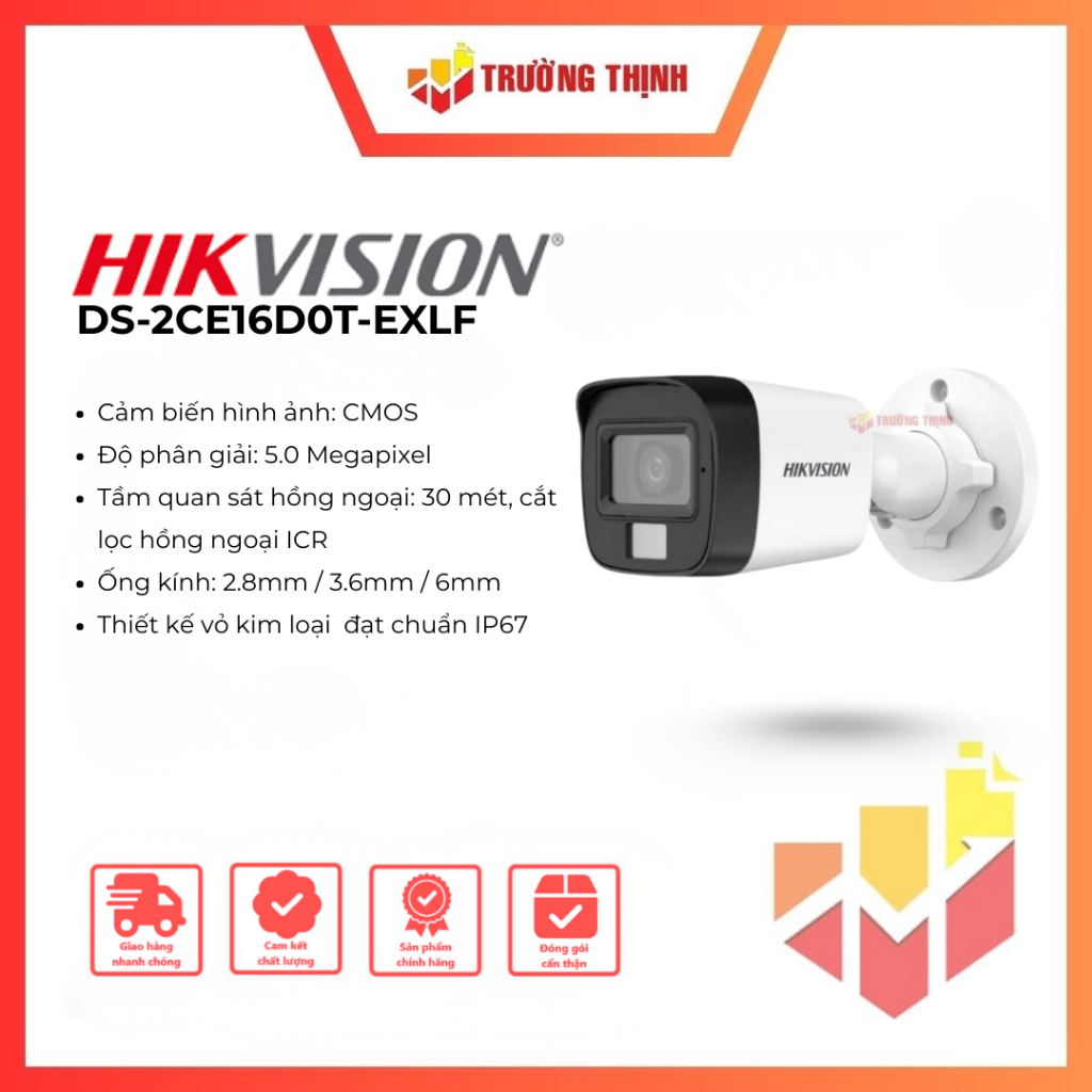 Camera Turbo HDTVI 2MP HIKVISION DS-2CE16D0T-EXLF