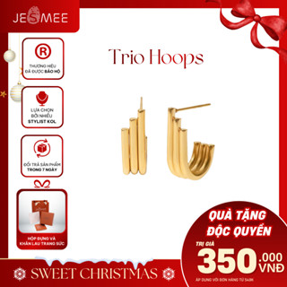  Bông tai nữ titanium Trio Hoops Jesmee thiết kế đơn giản thanh lịch phù hợp đeo hàng ngày - E6572 