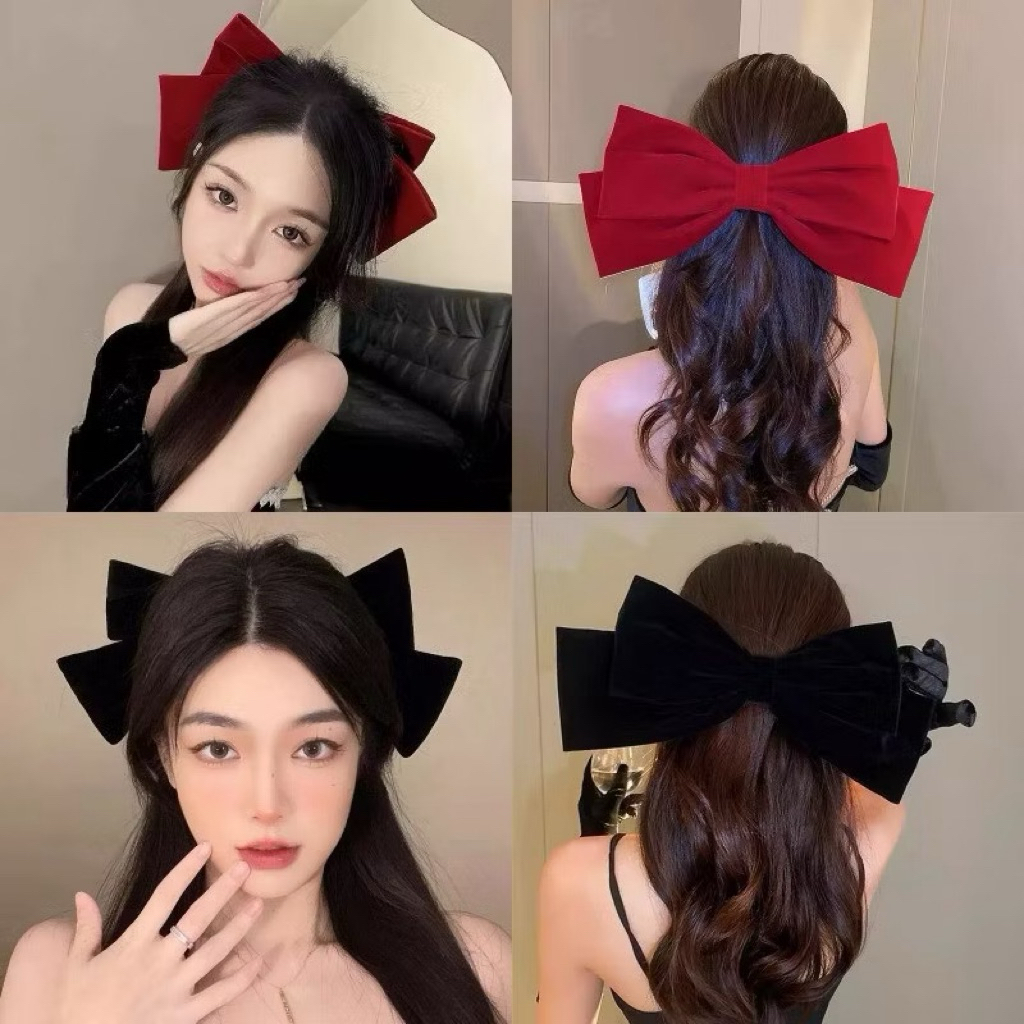 Kẹp tóc nơ nhung size to kẹp tóc nơ công chúa