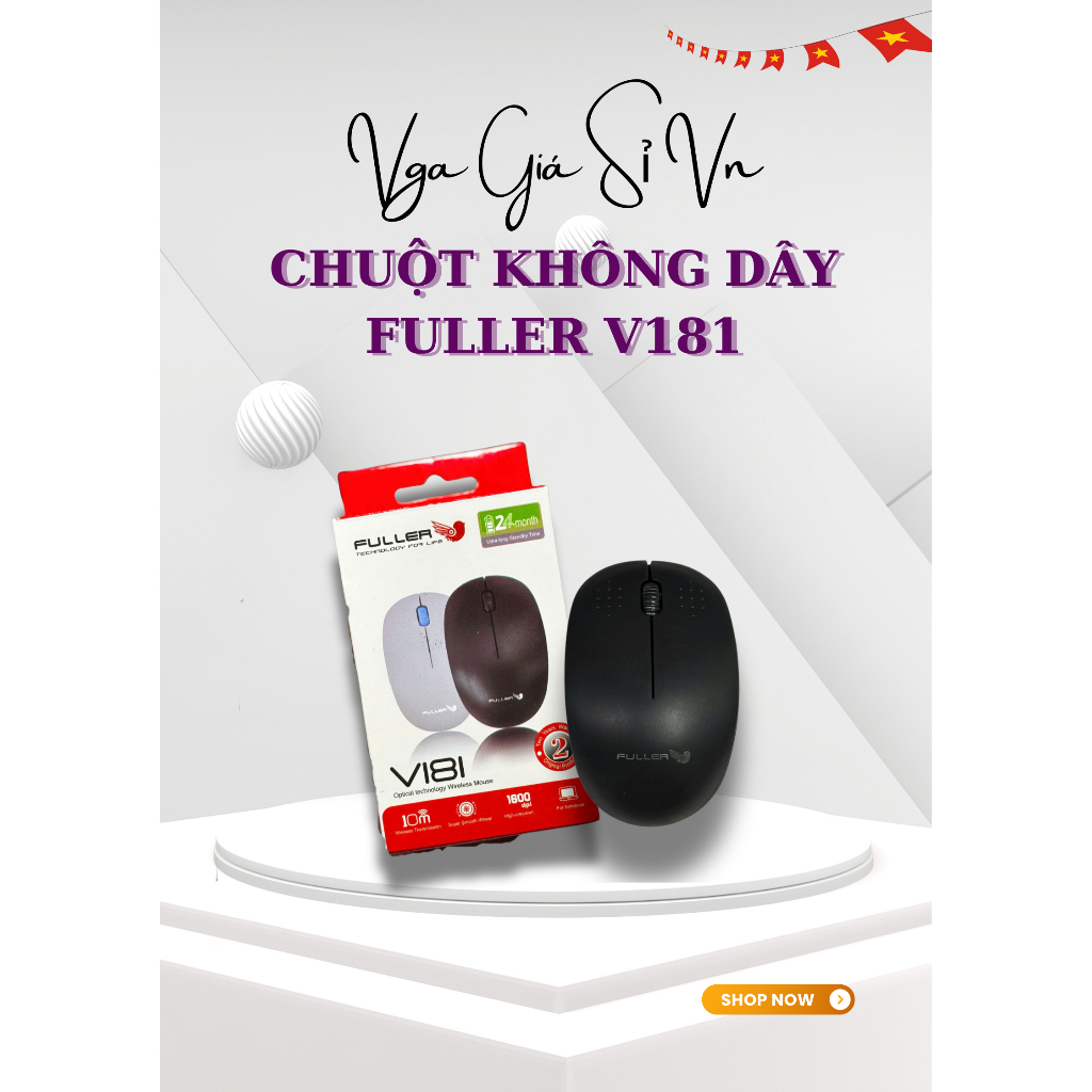 Chuột không dây FULLER 2.4ghz V181 mới BH 12 Tháng Tặng pin