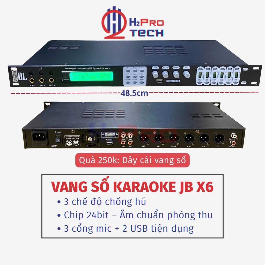 Vang Số Karaoke JB X6 Chống Hú Cao Cấp – Chỉnh Nhạc Chuẩn, Có Điều Khiển, Quà Tặng 250K–H2Pro