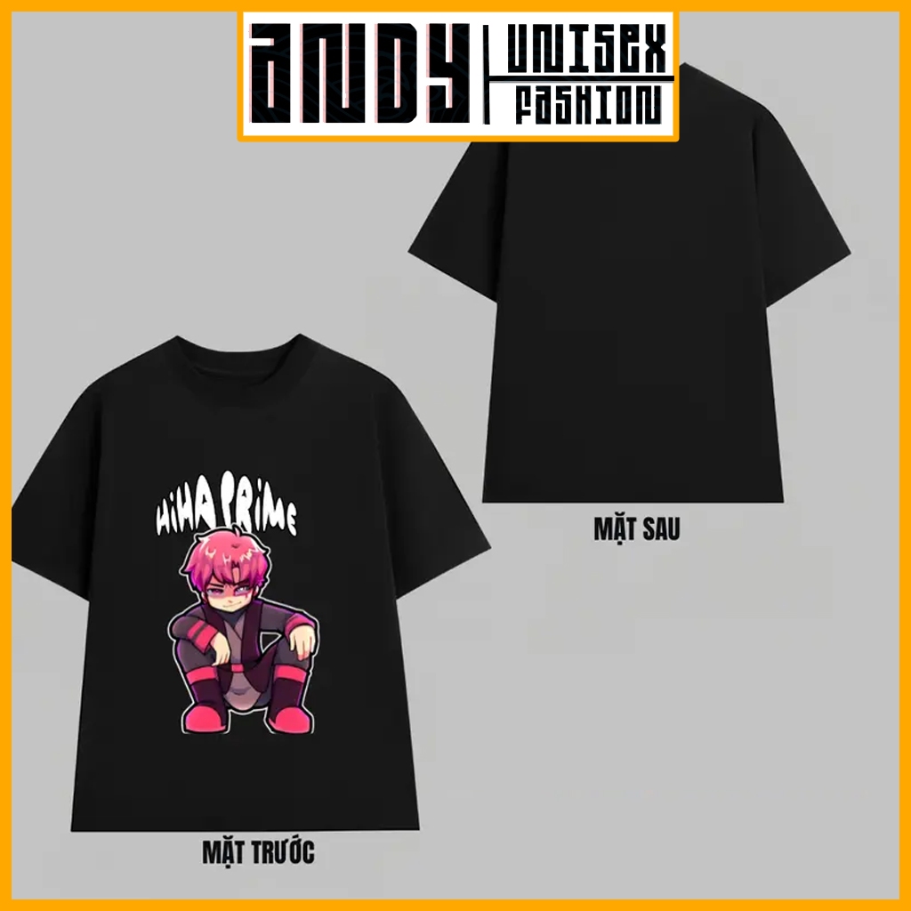 Áo Thun Anime Hiha Prime  - Herobrine Minecraft - Anh Gà MC - Glitch 504 Sans đen trắng