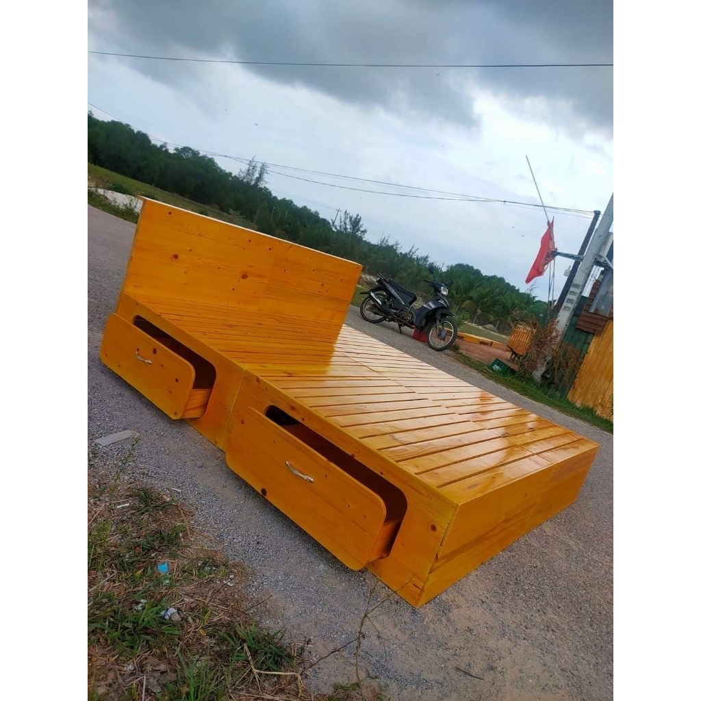 Giường pallet hốc kéo 4 mảnh ghép 1m6x2m
