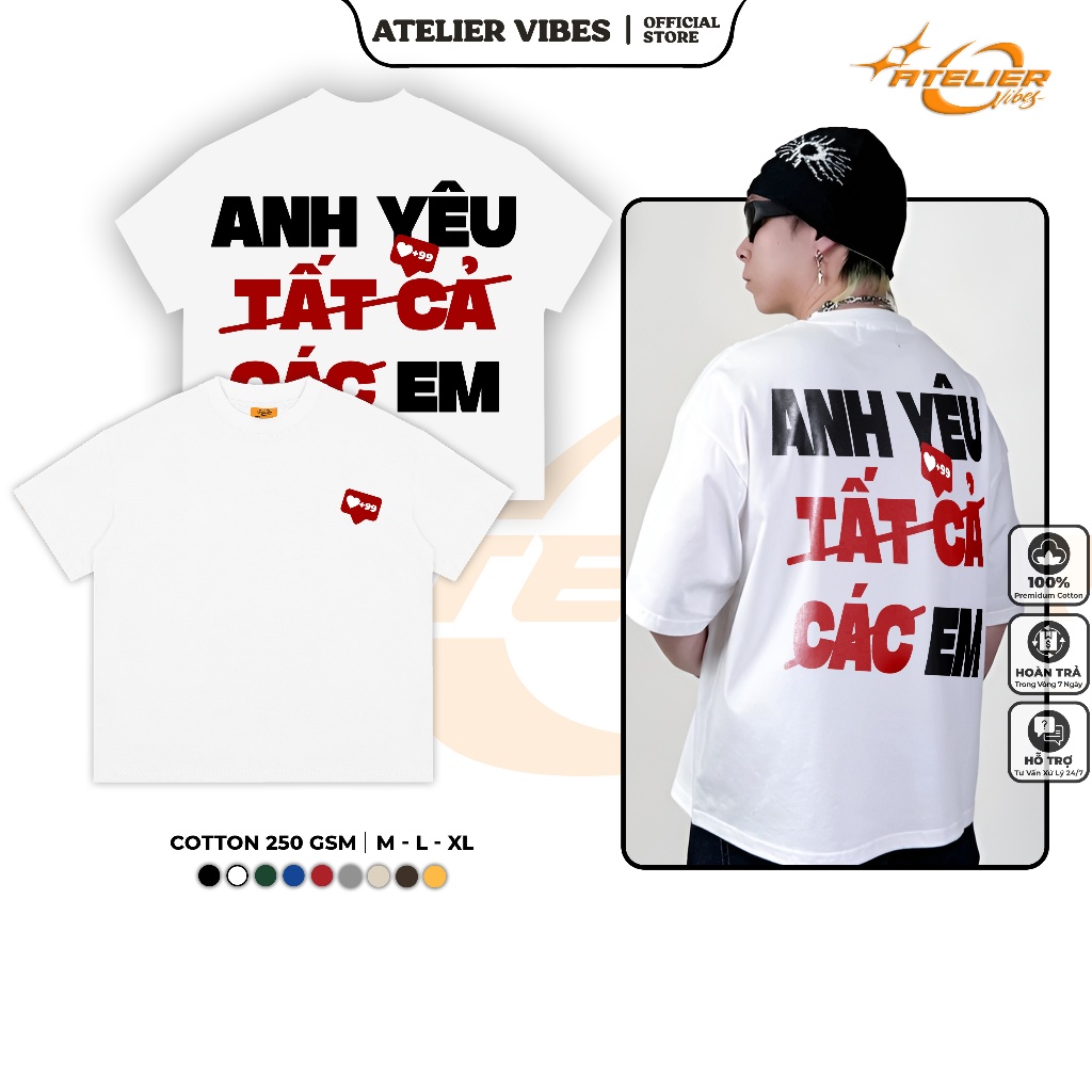 Áo Thun Unisex Form Boxy & Oversize ATELIER VIBES – Cotton 2 Chiều 250GSM - Anh yêu Các Em