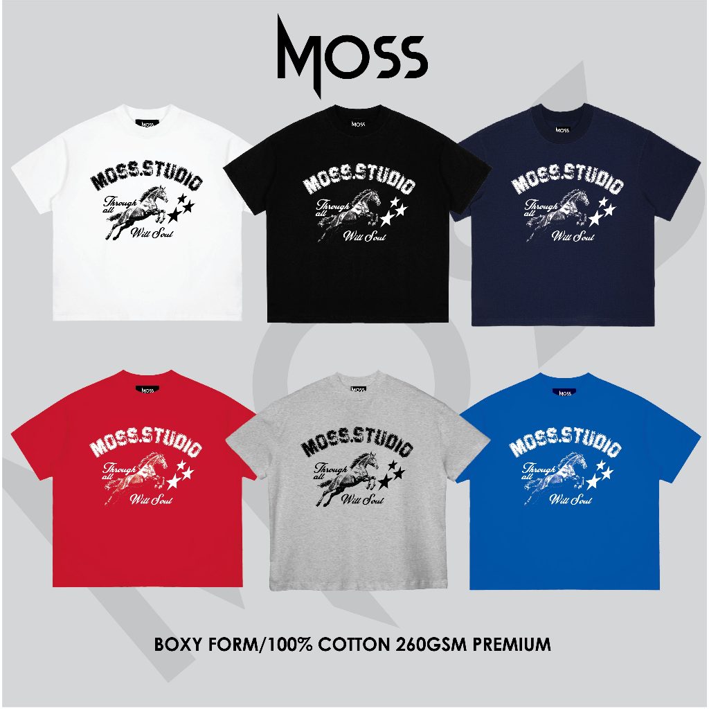 ÁO THUN  BOXY 260GSM IN  "HORSE TRAME"  FORM BOXY - CHẤT COTTON 100% 260GSM PREMIUM MOSS.STU