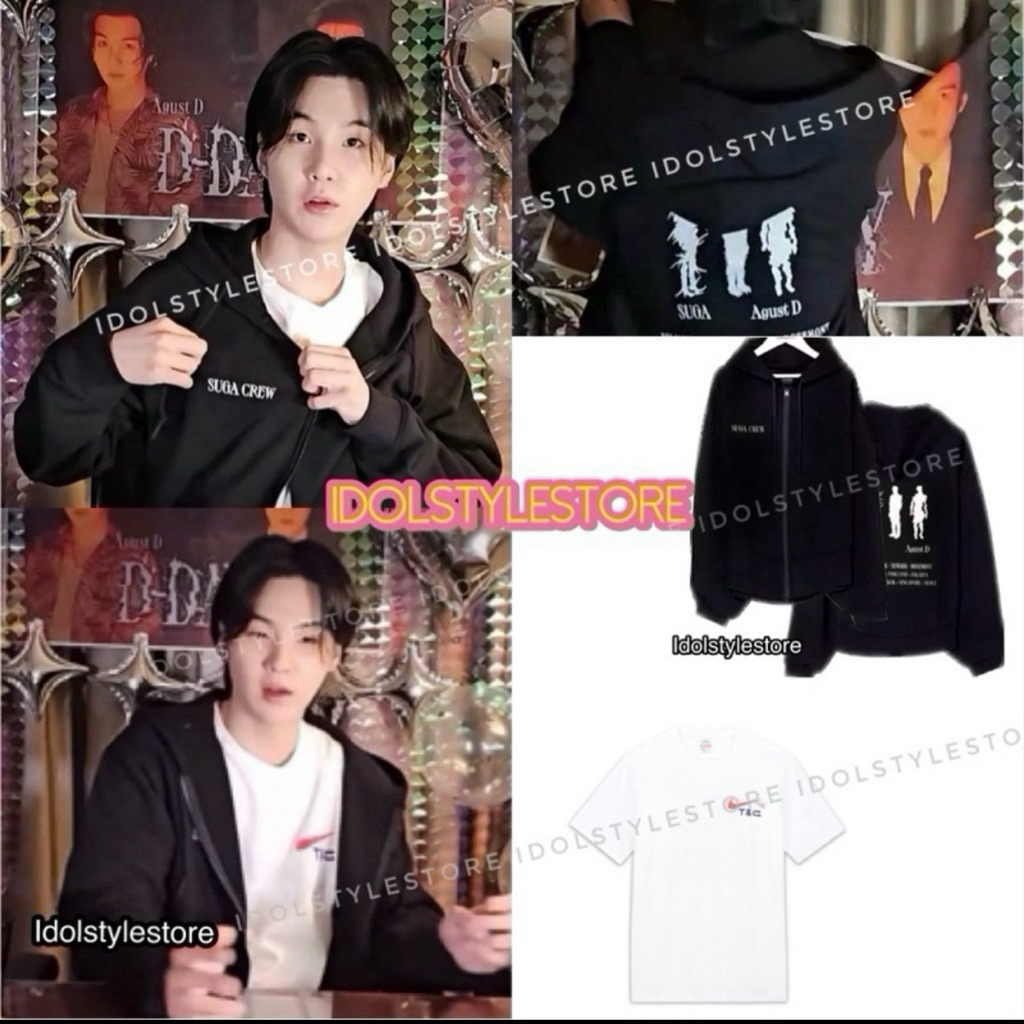 (kèm quà) áo khoác mũ crew D day Yoongi Suga BTS