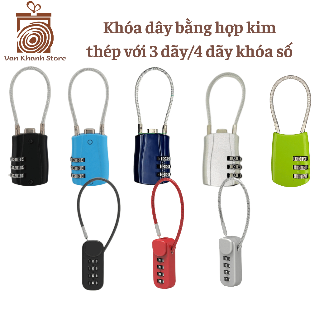 [Hoả tốc HCM] Khóa Số 3 Số Dây Thép Bọc Nhựa – Khóa Vali Du Lịch Giá Tốt
