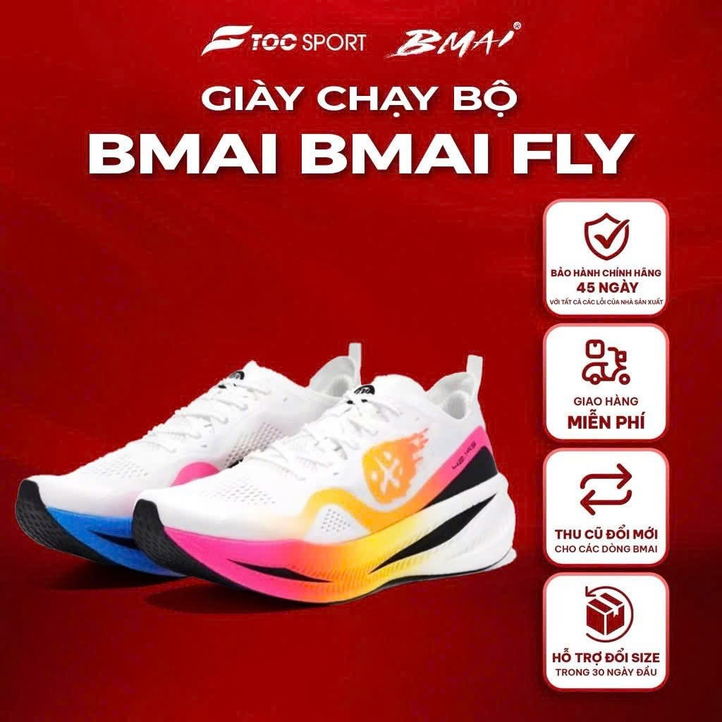 Giày Bmai | Giày Chạy Bộ Fly | Màu Mix | Hãng Chính Hãng | Giày Chạy Hàng Ngày Và Thi Đấu Chuyên Ngh