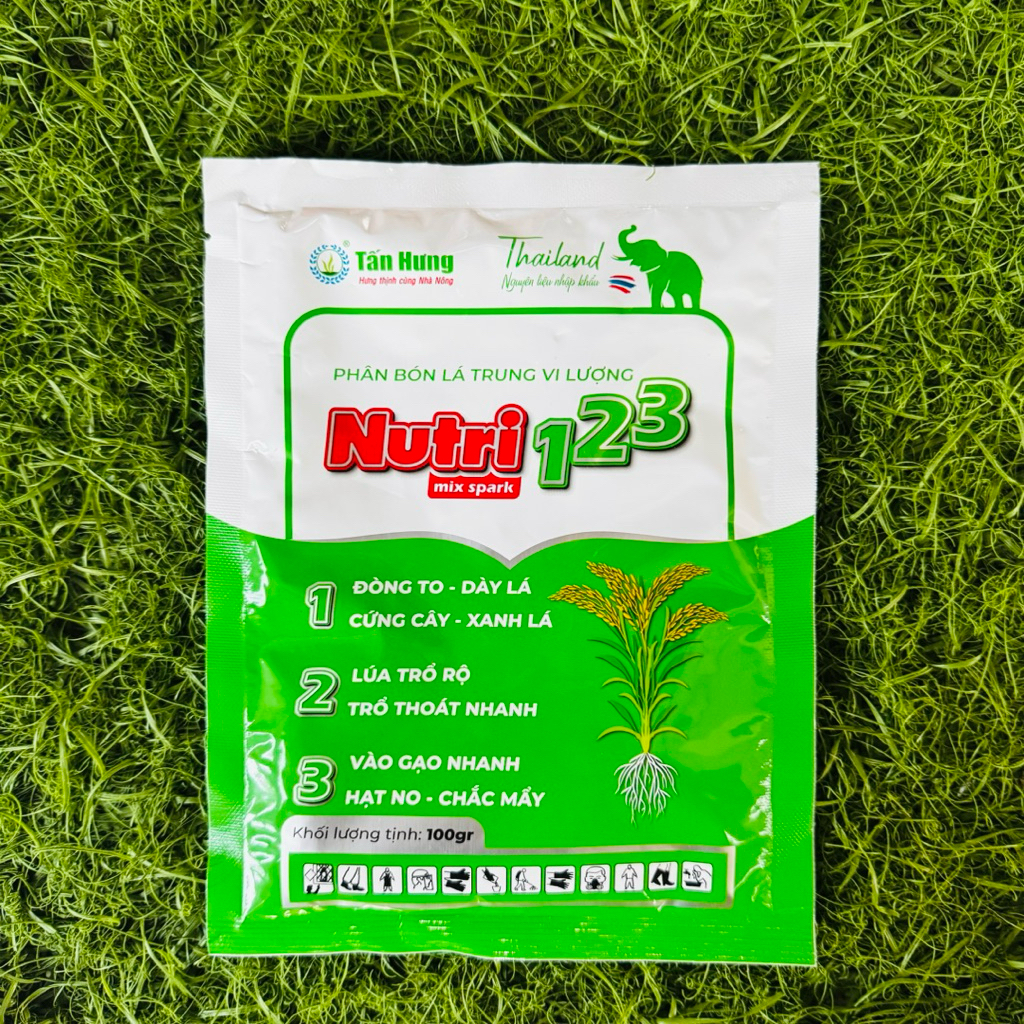 Phân bón NUTRI 123 (Gói Lớn 100gr), xuất xứ Thái Lan - dùng cho 1 Hecta, ra rễ cực mạnh, cứng cây, c