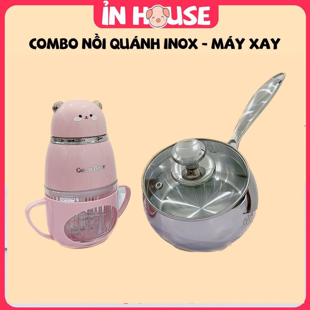 Combo nồi quánh Mumbebe 14cm + máy xay Coco bear bản cao cấp cho bé ăn dặm