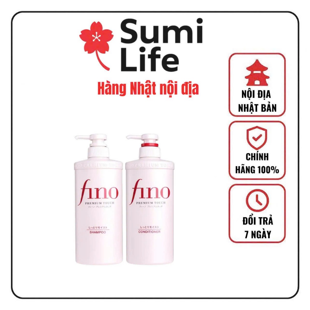 Bộ gội xả Fino cao cấp Nhật Bản, dầu gội Fino / dầu xả Fino phục hồi tóc hư tổn, Mềm mượt tóc
