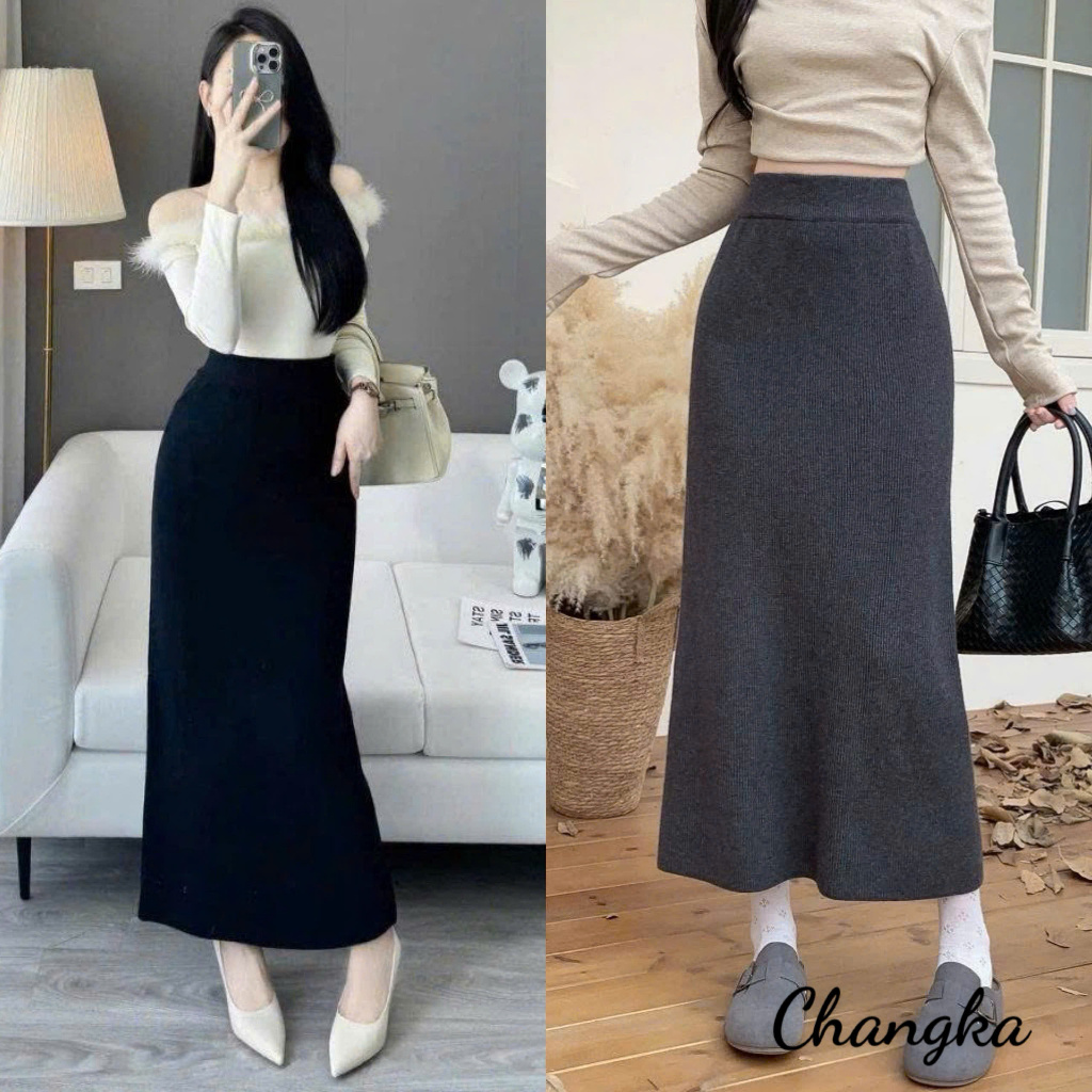 Chân Váy Dài Len Lông Thỏ Xẻ Sau Dài 88cm Chân Váy Len Dáng Dài Chân Váy Nỉ Len Cạp Chun Xẻ Tà Sau P