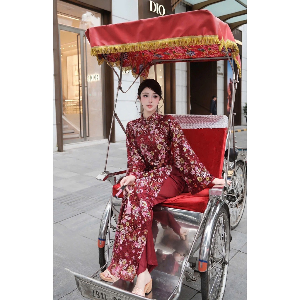 [ÁO DÀI TẾT 2026 - Rin Design] Áo dài Cách Tân kim sa sang trọng kèm quần