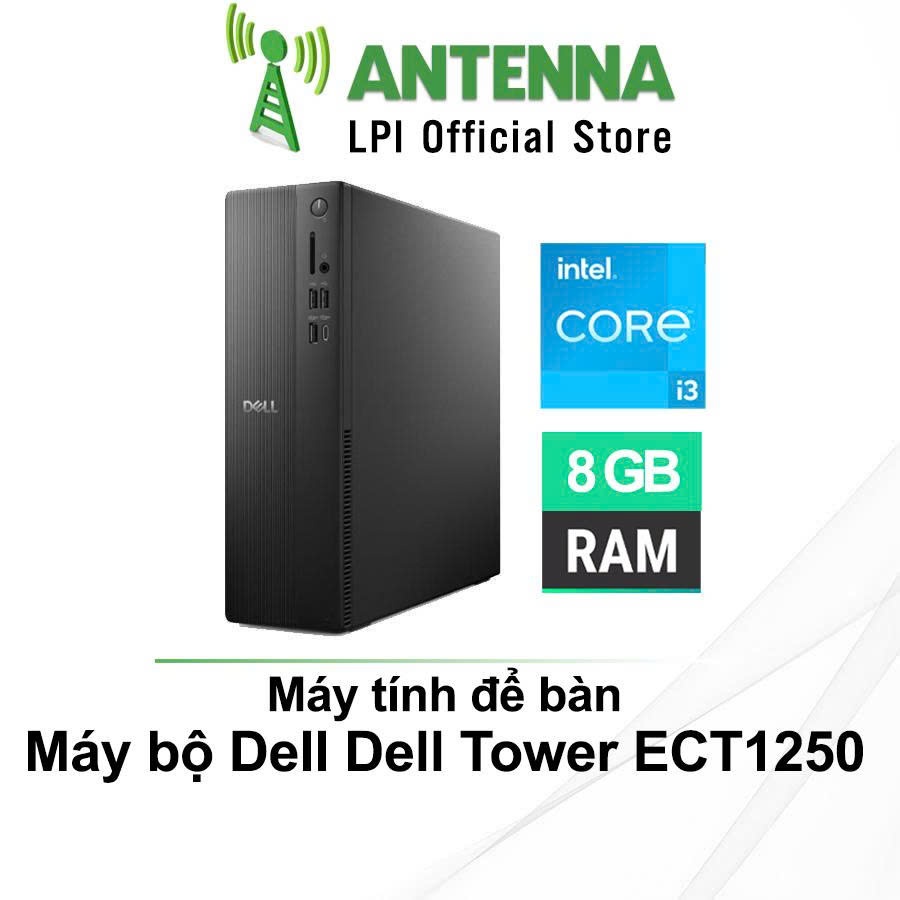 Bộ máy tính để bàn Dell Tower ECT1250, Intel Core i3-14100, 8GB DDR5, 512GB SSD