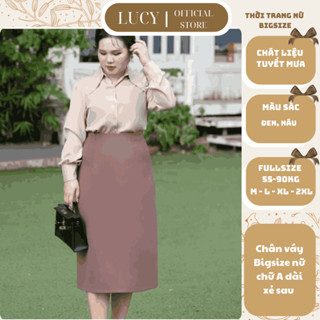  Chân váy Bigsize nữ đi chơi sang chảnh kiểu A dài xẻ sau chất tuyết mưa cao cấp 50-90kg - LUCY Bigsize  072  