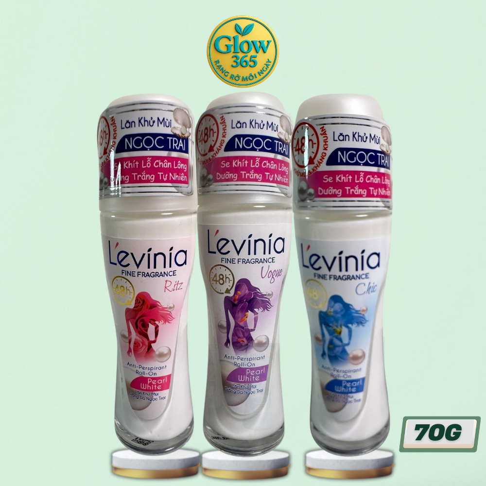Lăn Khử Mùi Levinia Ngọc Trai Pearl White 48h ( Chai Đục ) 70g : Ritz – Vogue – Chic