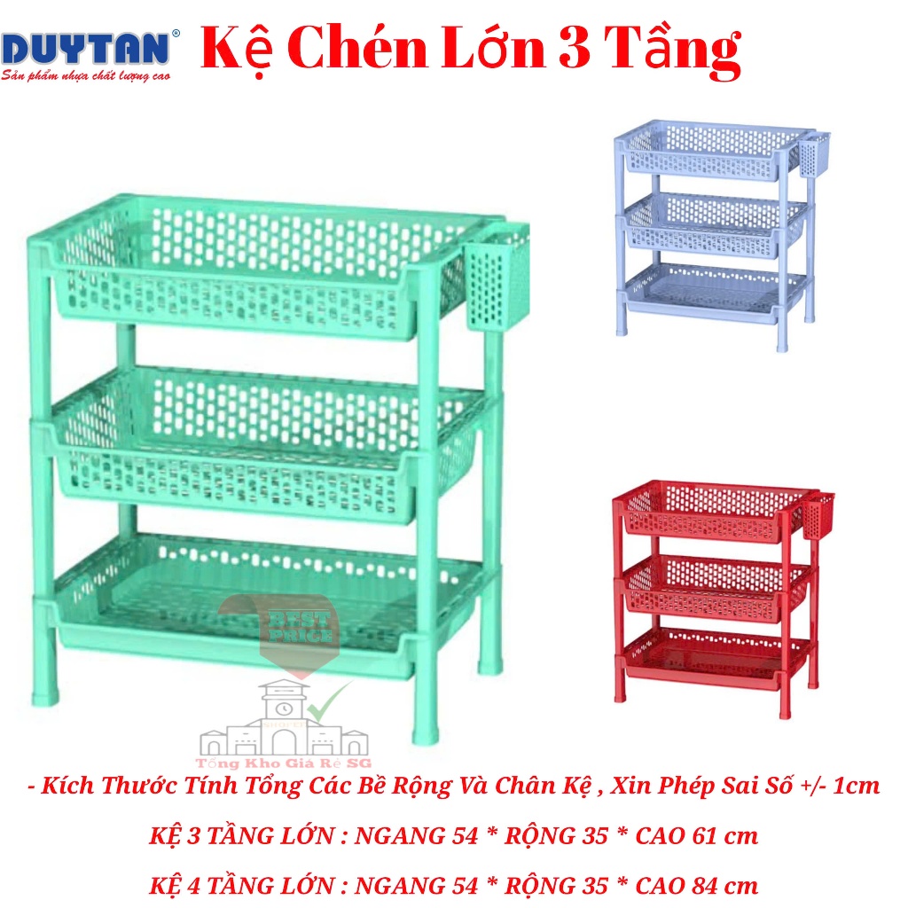 Kệ Chén nhựa Duy Tân 3 Tầng Lớn  ( Ngang 54 x R35.5 x Cao 65.5 cm )