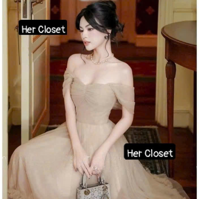 [VÁY THIẾT KẾ] Váy trễ vai dáng dài đầm trễ vai dáng dài váy maxi đầm maxi sang chảnh đầm đi tiệc vá