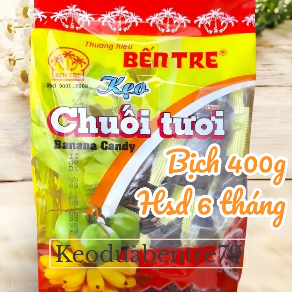 Kẹo chuối tươi hiệu Bến Tre ( bịch 400g )