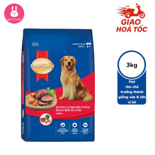 Thức ăn hạt cho chó trưởng thành giống vừa & lớn Smartheart Adult Roast Beef Flavor 3kg- BB Petshop