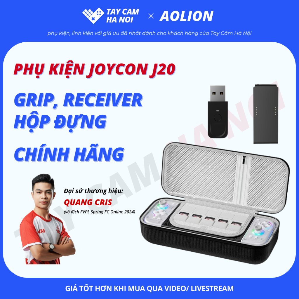 Grip, USB Receiver, Túi đựng NS cho tay cầm chơi game Aolion J20, phụ kiện Chính Hãng Aolion
