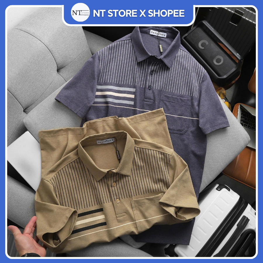Áo thun polo nam Pack túi Gi thun cotton muối, co giãn 4 chiều - Áo thun nam hàng hiệu NTstore