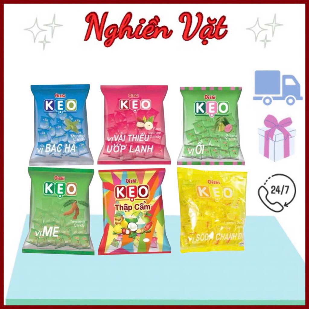 6 gói[ Kẹo Oishi nhiều vị gói 30 viên kẹo oishi hàng chính hãng - thương hiệu nổi tiếng- Nghiền vặt