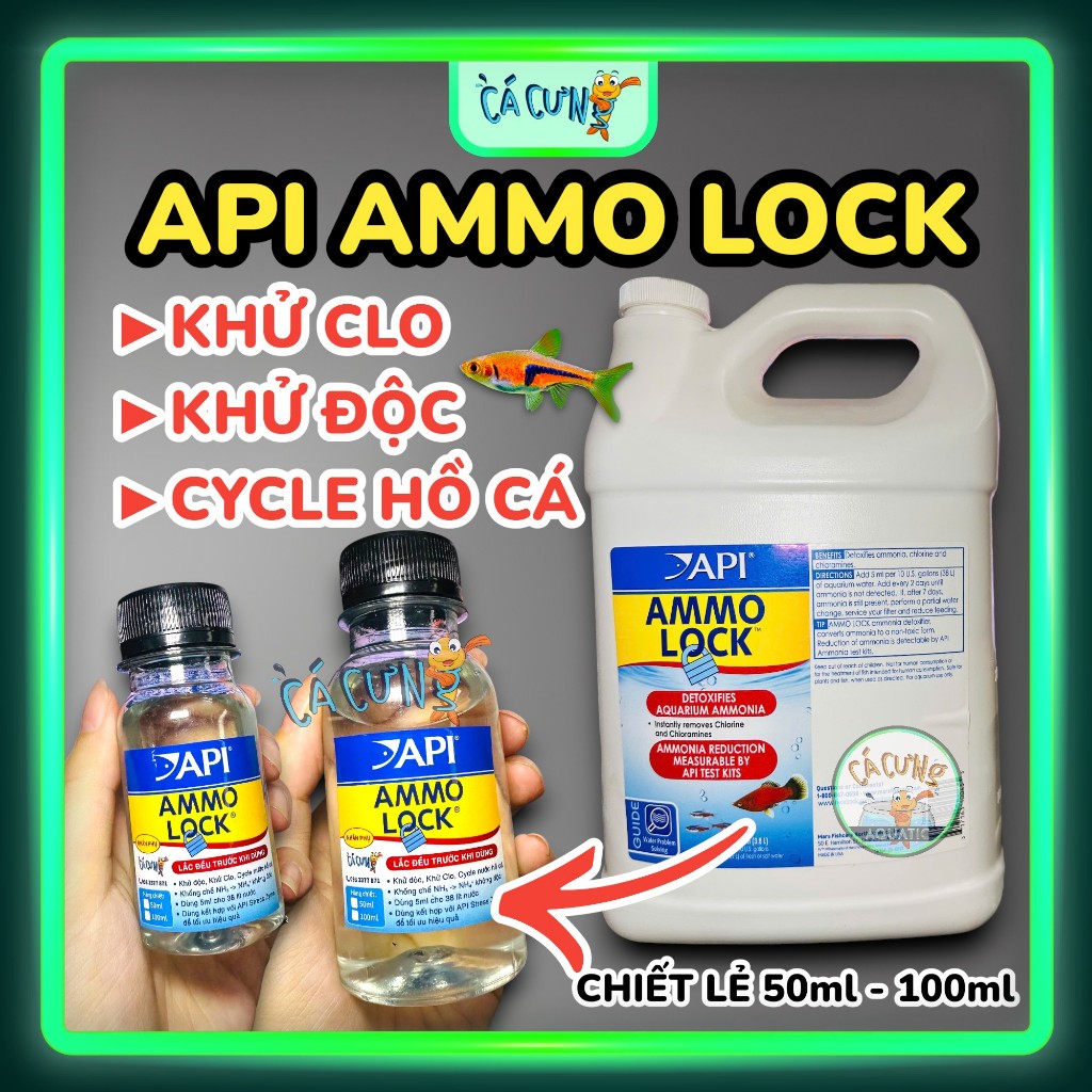 Dung Dịch Khử Clo API AMMO LOCK - Khử Nước Mới, Khử Độc Ammoniac, Cycle hồ cá cấp tốc (HÀNG CTY)