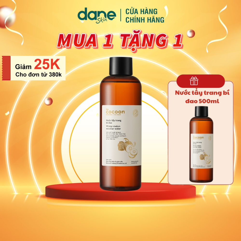 Nước tẩy trang Cocoon bí đao 500ml -Giúp làm sạch lớp make up và kiểm soát dầu thừa