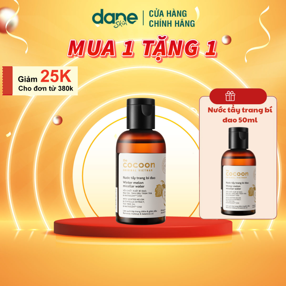   Mini Size  Nước tẩy trang bí đao Cocoon 50ml - Giúp làm sạch makeup và dầu thừa 