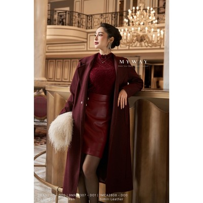 Áo Khoác Măngto Dạ Nữ MY WAY Hai Túi Cao Cấp 3MAD216T