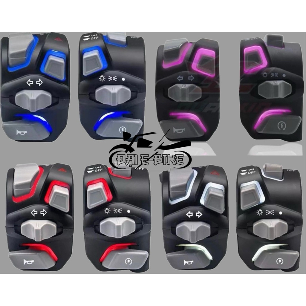 Bộ Cùm Công Tắc Light Mater Gắn Xe Điện Và Xe Máy Tích Hợp Đầy Đủ Chức Năng Có Viền Led