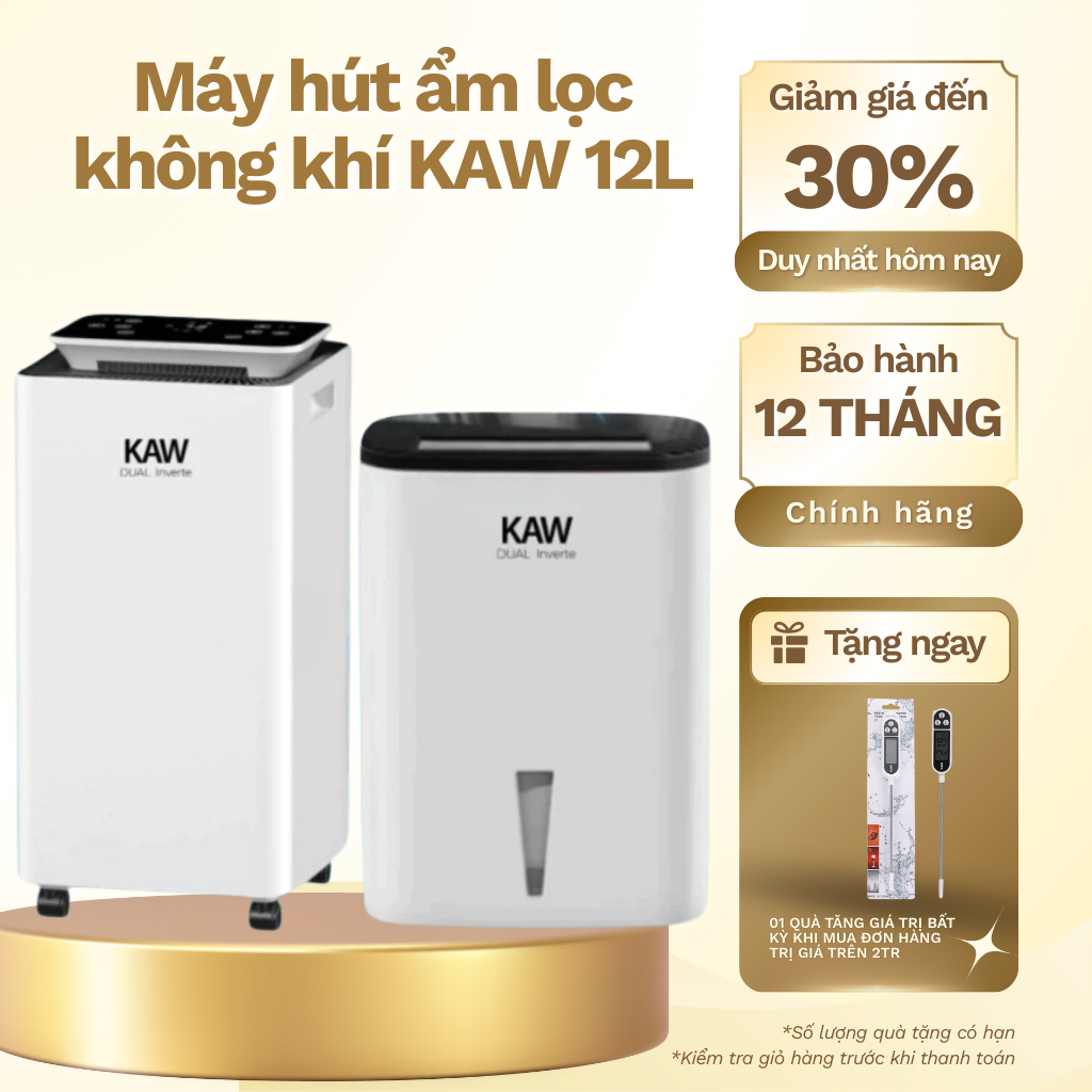 Máy hút ẩm lọc không khí KAW 12L dual inverter, công nghệ máy nén 2 mặt nóng lạnh - Mẫu mới