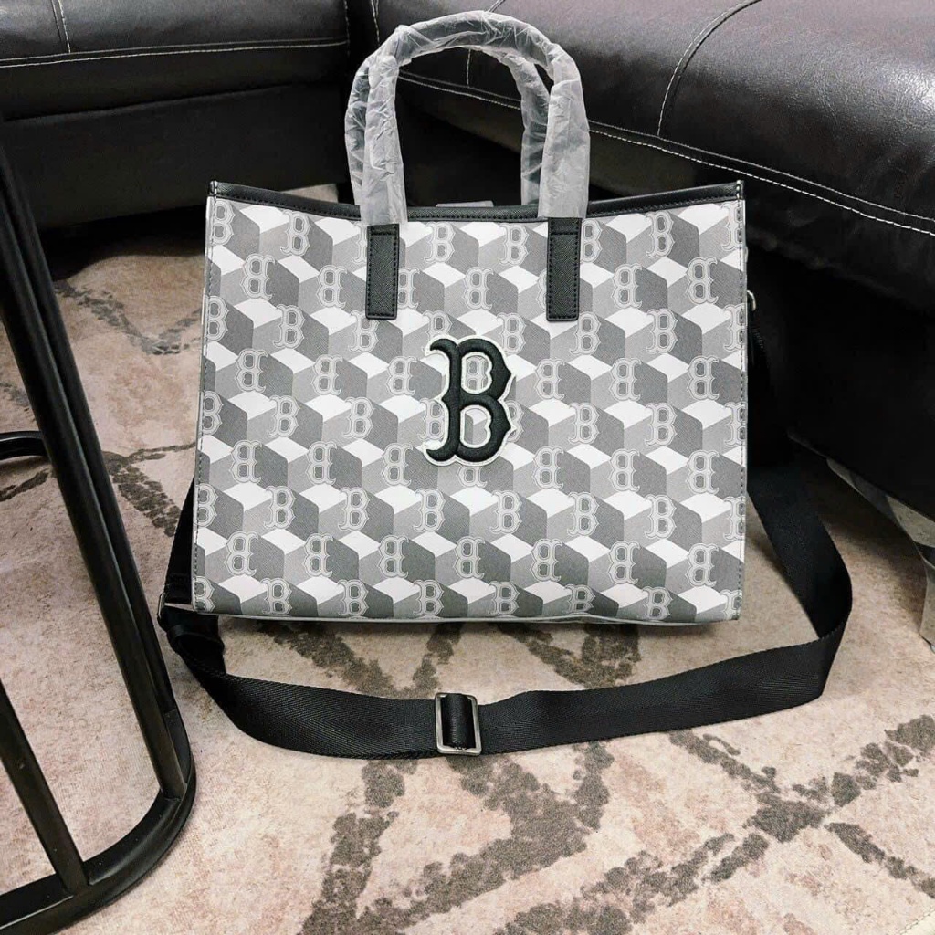 Túi Tote Chính Hãng MLB Big Diamond Monogram Jacquard Chữ B Logo Nâu 3Aorl013N 3AORM042N