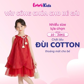  Váy công chúa bé gái EMMIKIDS C13 đầm xòe họa tiết hoa tulip dễ thương mặc dịp tết hằng ngày size 10-39kg 